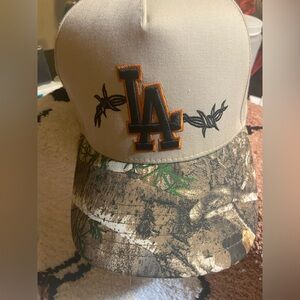 LA Embroidered Baseball Cap, Streetwear Snapback, Camo Brim, Unisex Fashion Hat